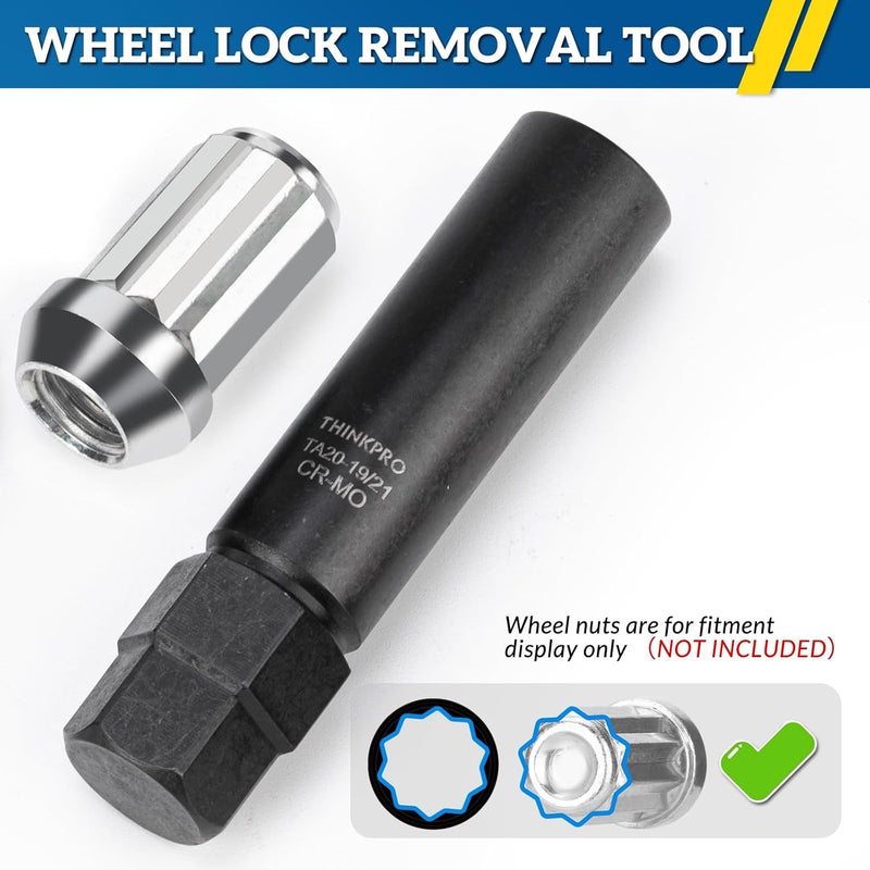 Thinkpro 10 Spline Lug Nut Key, TA20-19/21 Lug Nut Socket Compatible with Bimecc 10-Spline Lug Nuts and Bolts,Wheel Lock Remover with19MM and 21MM Hex Drive, CR-MO - Image 3